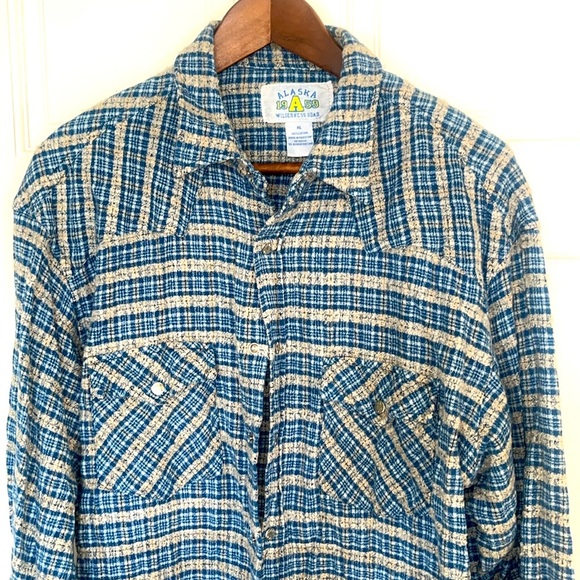 Alaska 1959 Blue and Tan Checkered Men's Shirt - Picture 3 of 6